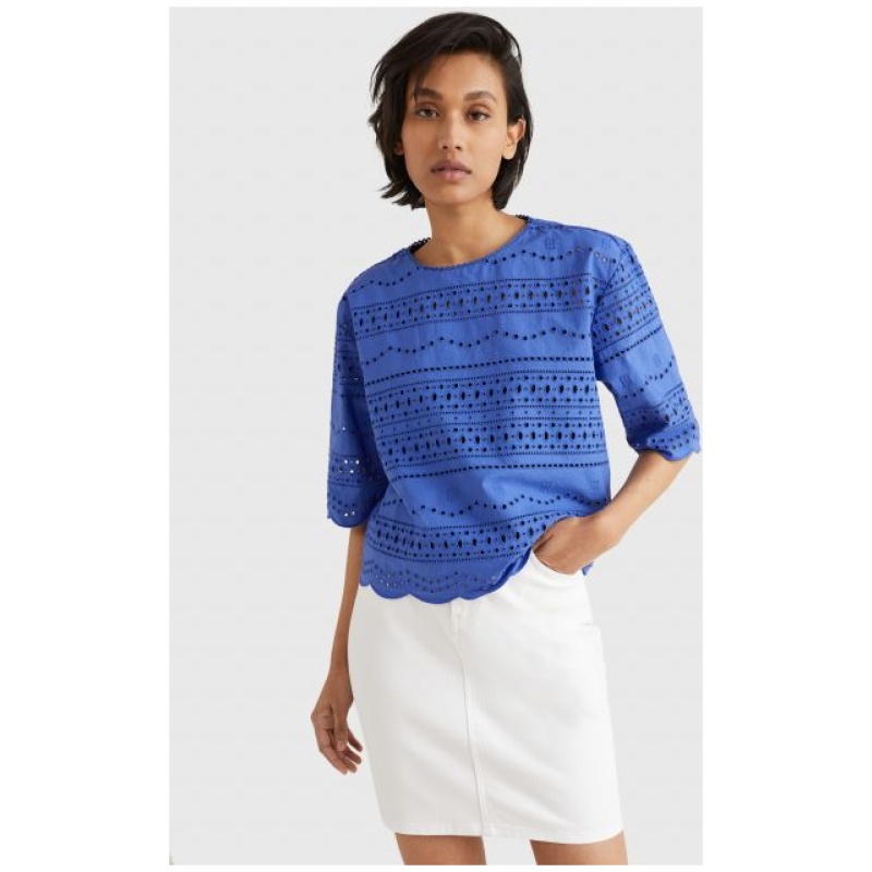 TOMMY HILFIGER BRODERIE C-NK BLOUSE
